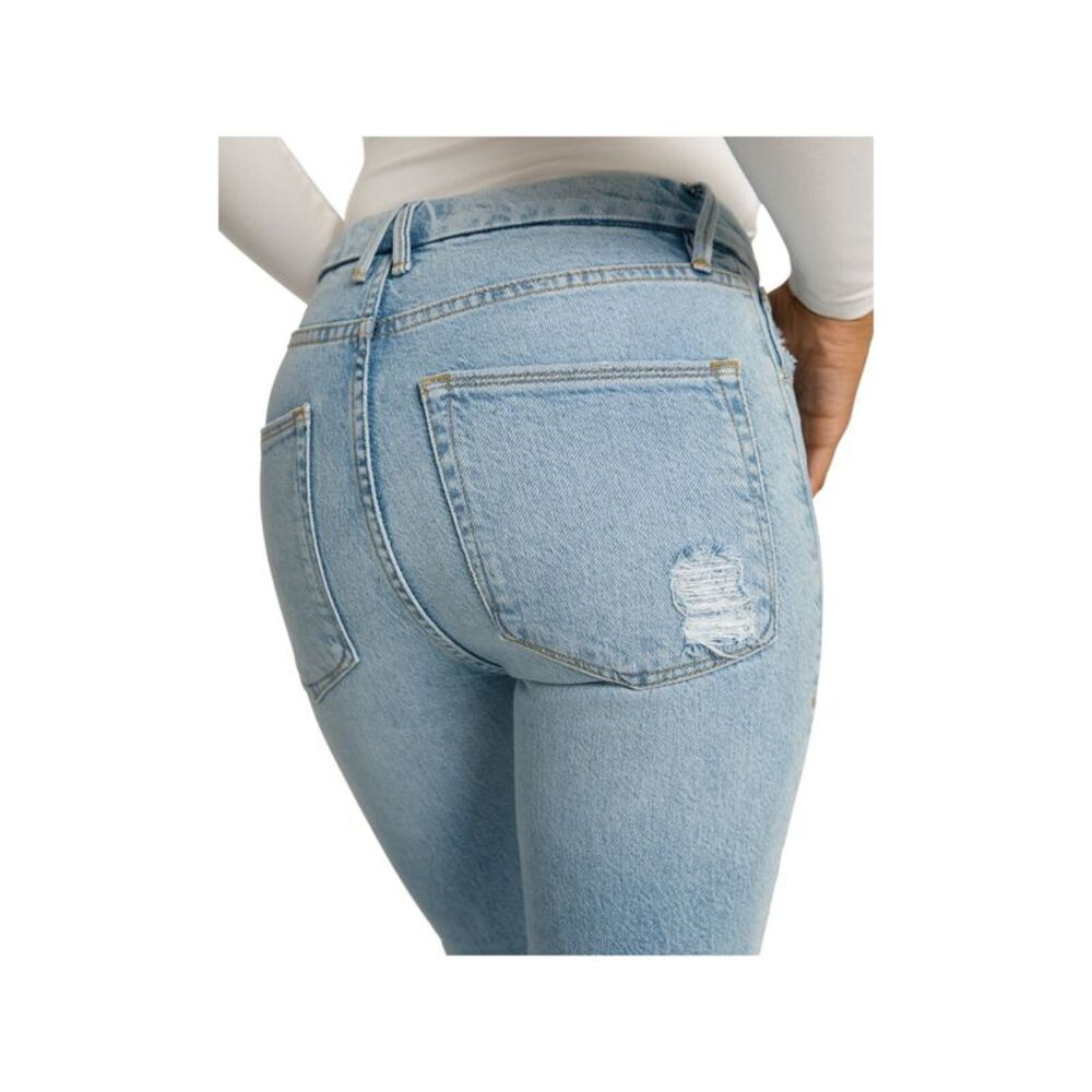 GOOD AMERICAN Womens Blue Zippered Solid High Waist Jeans Size 0 - Picture 3 of 3